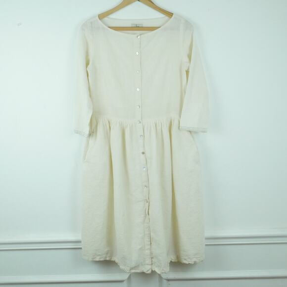 Ila Dresses & Skirts - Ila XS Dress Natural Cotton Button Prairie Cottagecore Castlecore Midi Lagom